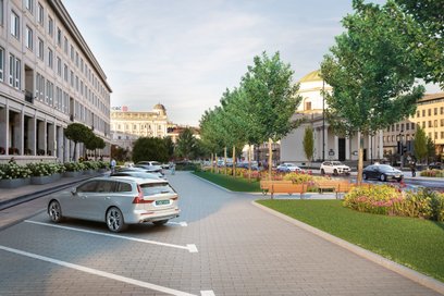 Tak ma wyglądać zazieleniony parking przy Placu Trzech Krzyży po zakończeniu prac