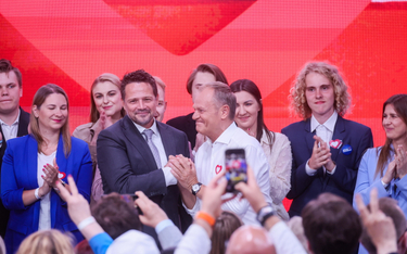 Wybory do Parlamentu Europejskiego 2024. Premier Donald Tusk i prezydent Warszawy Rafał Trzaskowski 