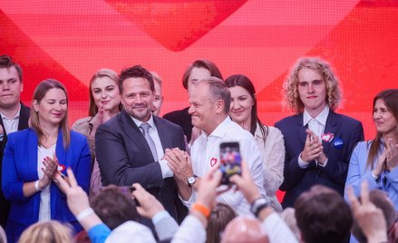 Wybory do Parlamentu Europejskiego 2024. Premier Donald Tusk i prezydent Warszawy Rafał Trzaskowski 