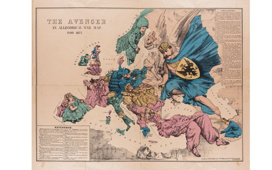 „Mściciel”. Alegoryczna mapa mocarstw z czasów, gdy kiełkowała idea geopolityki. Narodziła się ona n