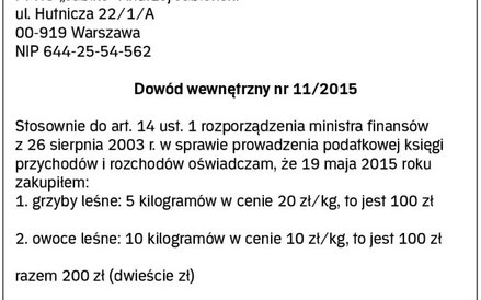 Wzór dowodu wewnętrznego