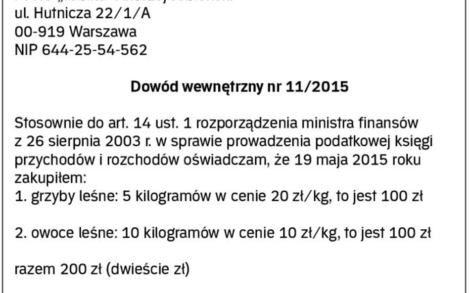 Wzór dowodu wewnętrznego