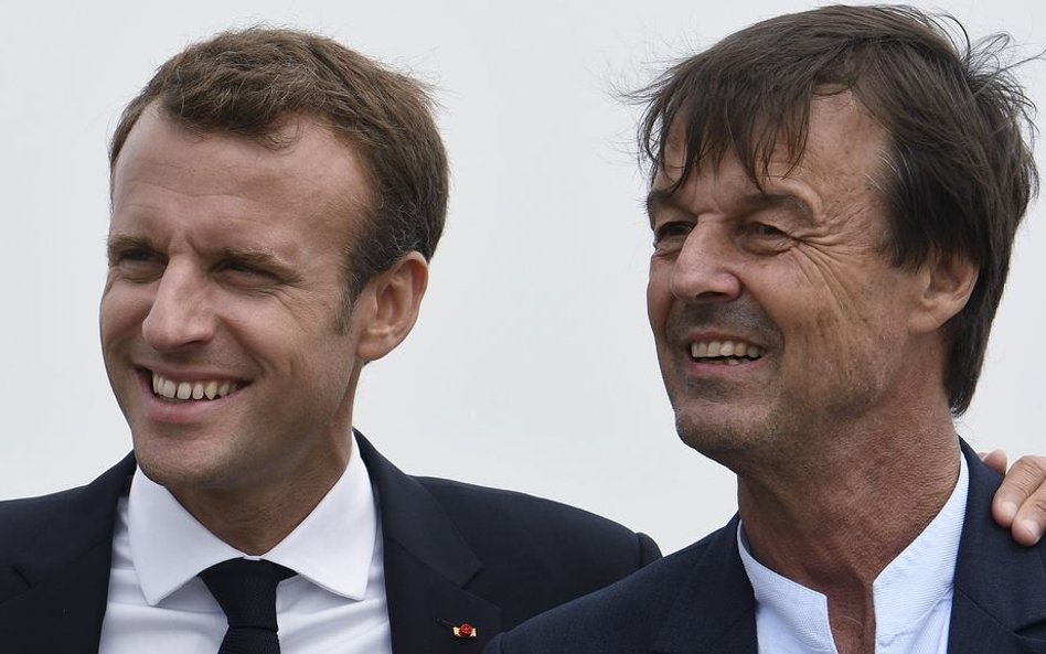 Prezydent Emmanuel Macron i minister ekologii Nicolas Hulot