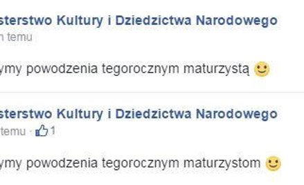 Taki wpis widniał na profilu na Facebooku ministerstwa kultury
