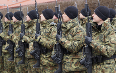 Funkcjonariusze kompanii reprezentacyjnej Straży Granicznej z 5,56 mm karabinkami reprezentacyjnymi 