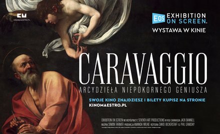 Plakat filmu z obrazem Caravaggia „Św. Mateusz i Anioł” z Kaplicy Contarellich w kościele San Luigi 
