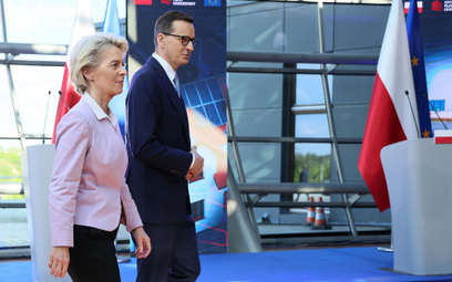 Przewodnicząca Komisji Europejskiej Ursula von der Leyen i premier RP Mateusz Morawiecki