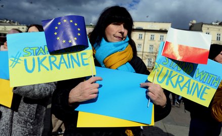Proukraińska demonstracja w Krakowie kilka dni po wybuchu wojny