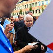 Wicepremier, prezes PiS Jarosław Kaczyński podczas spotkania z mieszkańcami Sokołowa Podlaskiego, 26