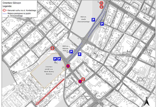 Wszystkich Świętych: Zmiany w organizacji ruchu w okolicach cmentarza na Górczynie / źródło: ZDM Poz