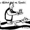 Komentarz rysunkowy. Kelner kładzie rząd na łopatki