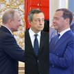 Prezydent Rosji Władimir Putin, włoski premier Mario Draghi i wiceprzewodniczący rosyjskiej Rady Bez