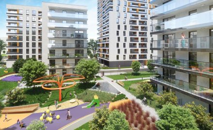 Osiedle Forma z rzeźbą i oczkiem wodnym