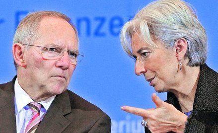 Niemiecki minister finansów Wolfgang Schaeuble oraz francuska minister finansów Christine Lagarde