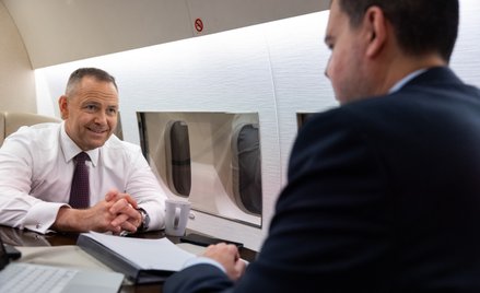 Karol Nawrocki podczas rozmowy z Michałem Kolanko