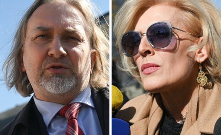 Dariusz Szostek i Magdalena Bentkowska po wyjściu ze ślubowania w Pałacu Prezydenckim