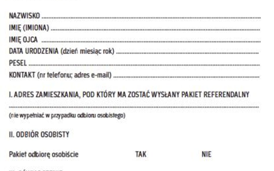 Wzór wniosku w sprawie głosowania korespondencyjnego