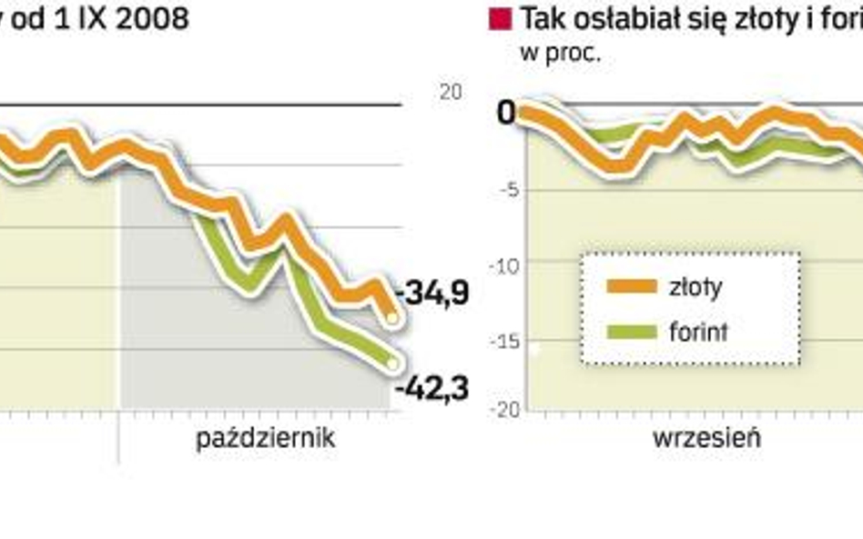 spadki na giełdach i osłabienie walut