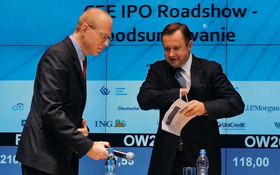 Ludwik Sobolewski, prezes giełdy, i Krzysztof Walenczak, wiceminister skarbu podsumowali CEE IPO Roa