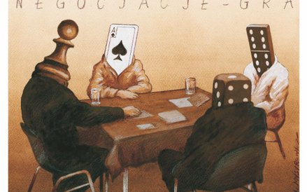 II nagroda – Rogaty Ołówek – Rysunek Roku 2015: Witold Mysyrowicz, Negocjacje - Gra