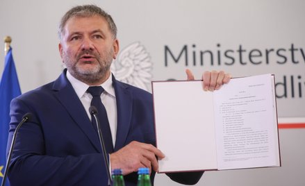 Minister sprawiedliwości, prokurator generalny Waldemar Żurek na konferencji prasowej dotyczącej pre