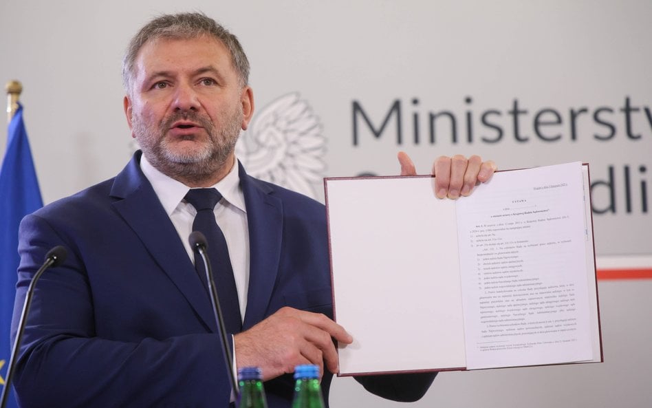 Minister sprawiedliwości, prokurator generalny Waldemar Żurek na konferencji prasowej dotyczącej pre