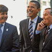 Trzej mocni ludzie z Chicago: gubernator Rod Blagojevich, prezydent-elekt Barack Obama, burmistrz mi