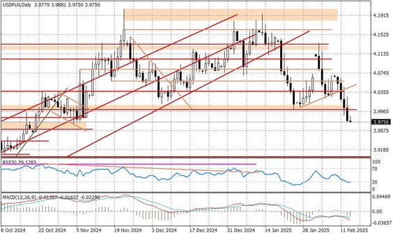 Wykres dzienny USDPLN