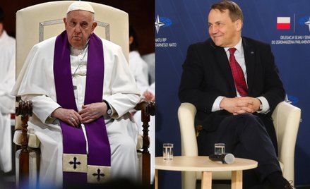 Papież Franciszek i szef MSZ Radosław Sikorski
