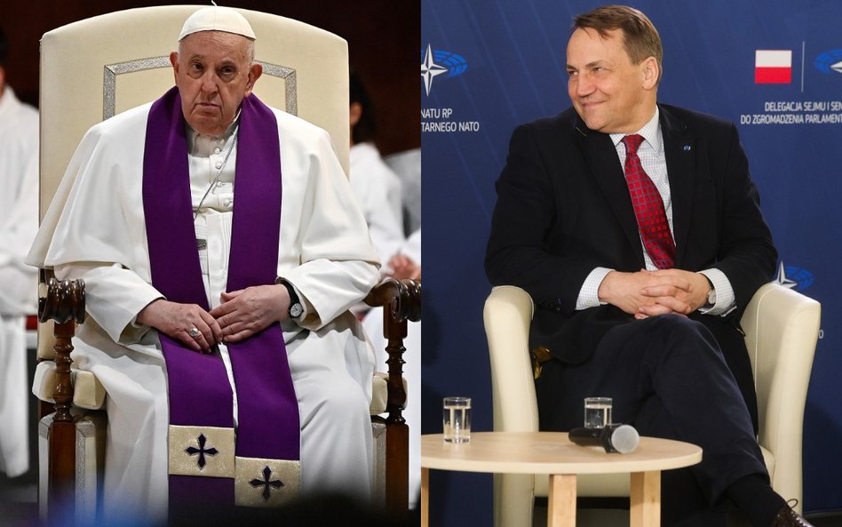 Papież Franciszek i szef MSZ Radosław Sikorski