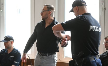 Oskarżony Łukasz Żak (sąd zgodził się na upublicznienie jego wizerunku i nazwiska) na sali rozpraw S