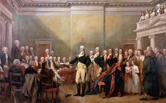 23 grudnia 1783 r. generał Jerzy Waszyngton zrezygnował z dowodzenia Armią Kontynentalną USA (obraz 
