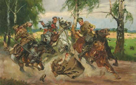 Wojciech Kossak, Potyczka z Kozakami, Kraków 1917, olej, płótno, wł. Muzeum Wojska Polskiego w Warsz