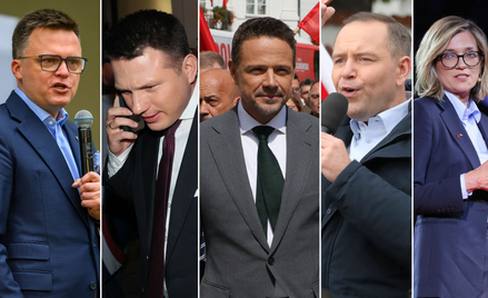 Adrian Zandberg, Szymon Hołownia, Sławomir Mentzen, Rafał Trzaskowski, Karol Nawrocki, Magdalena Bie