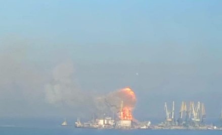 Moment eksplozji w porcie w Berdiańsku