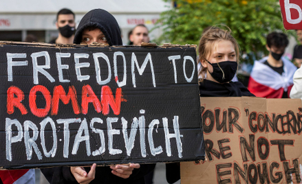 Demonstracja w obronie Ramana Pratasiewicza w Warszawie