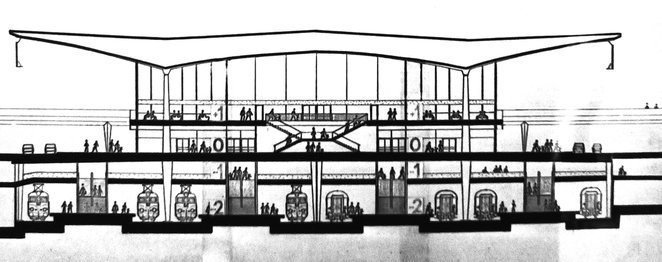 Tak przedstawia się przekrój Warszawy Centralnej. Ilustracja pochodzi z wystawy z okazji 50-lecia dw