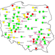 Kolor zielony - sądy, które minister musi przywrócić (ponad 50.000 mieszkańców i ponad 5.000 spraw);