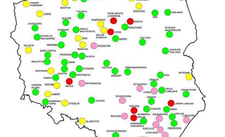 Kolor zielony - sądy, które minister musi przywrócić (ponad 50.000 mieszkańców i ponad 5.000 spraw);