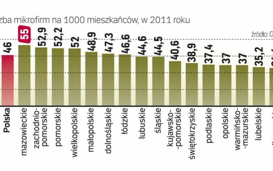 Najwięcej firm jest na mazowszu