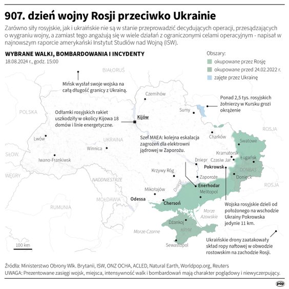 Tak wyglądała sytuacja na froncie w 906. dniu wojny