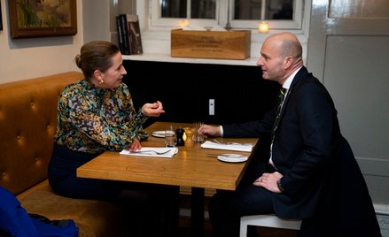 Premier Danii Mette Frederiksen i przewodniczący Konserwatywnej Partii Ludowej Soren Pape Poulsen na