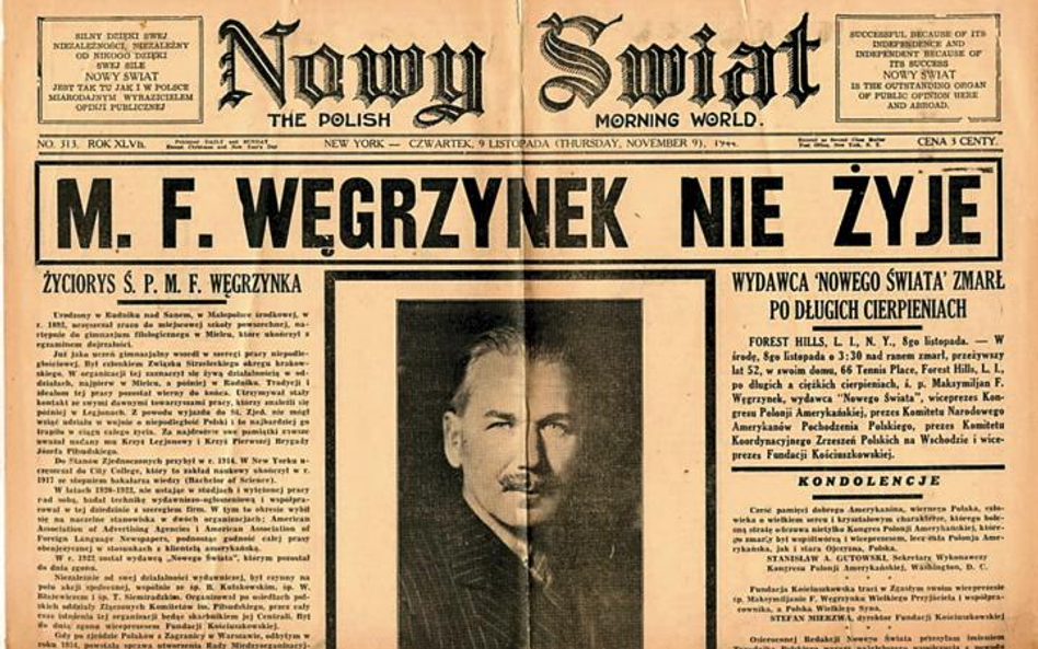 Maksymilian Węgrzynek i „Nowy Świat” wydany 9 listopada 1944 roku z informacją o jego śmierci