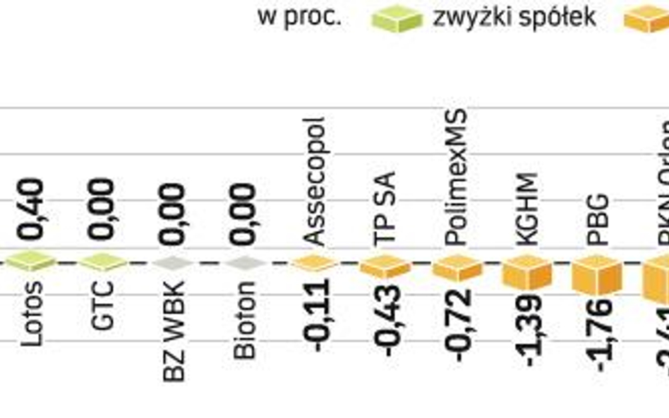 Chęć realizacji zysków była w końcówce notowań tak duża, że na zamknięciu indeks największych firm z