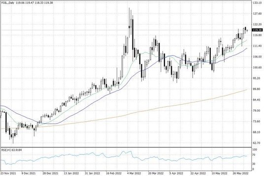 Notowania ropy naftowej WTI – dane dzienne