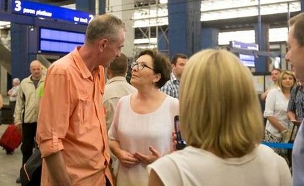 Ewa Kopacz na Dworcu Centralnym