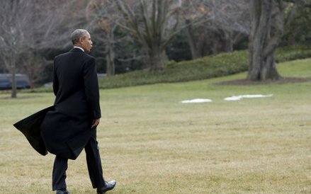 10 lutego, Waszyngton. Prezydent Obama przed planowaną podróżą do Springfield. Prezydent wygłosi orę