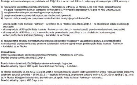 Wzór pozwu o rozwiązanie spółki partnerskiej