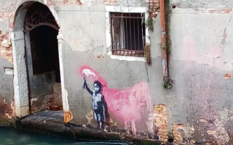 Banksy Wenecki mural z uchodźcą