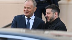 Premier Donald Tusk  i prezydent Ukrainy Wołodymyr Zełenski  podczas spotkania w Lublinie, 29 lipca